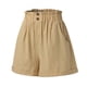 thumbnail image 3 of Gibobby pantalones de mujer Pantalones cortos de playa con botones cómodos y cintura elástica de verano para mujer con bolsillos (Caqui, XXL), 3 of 5