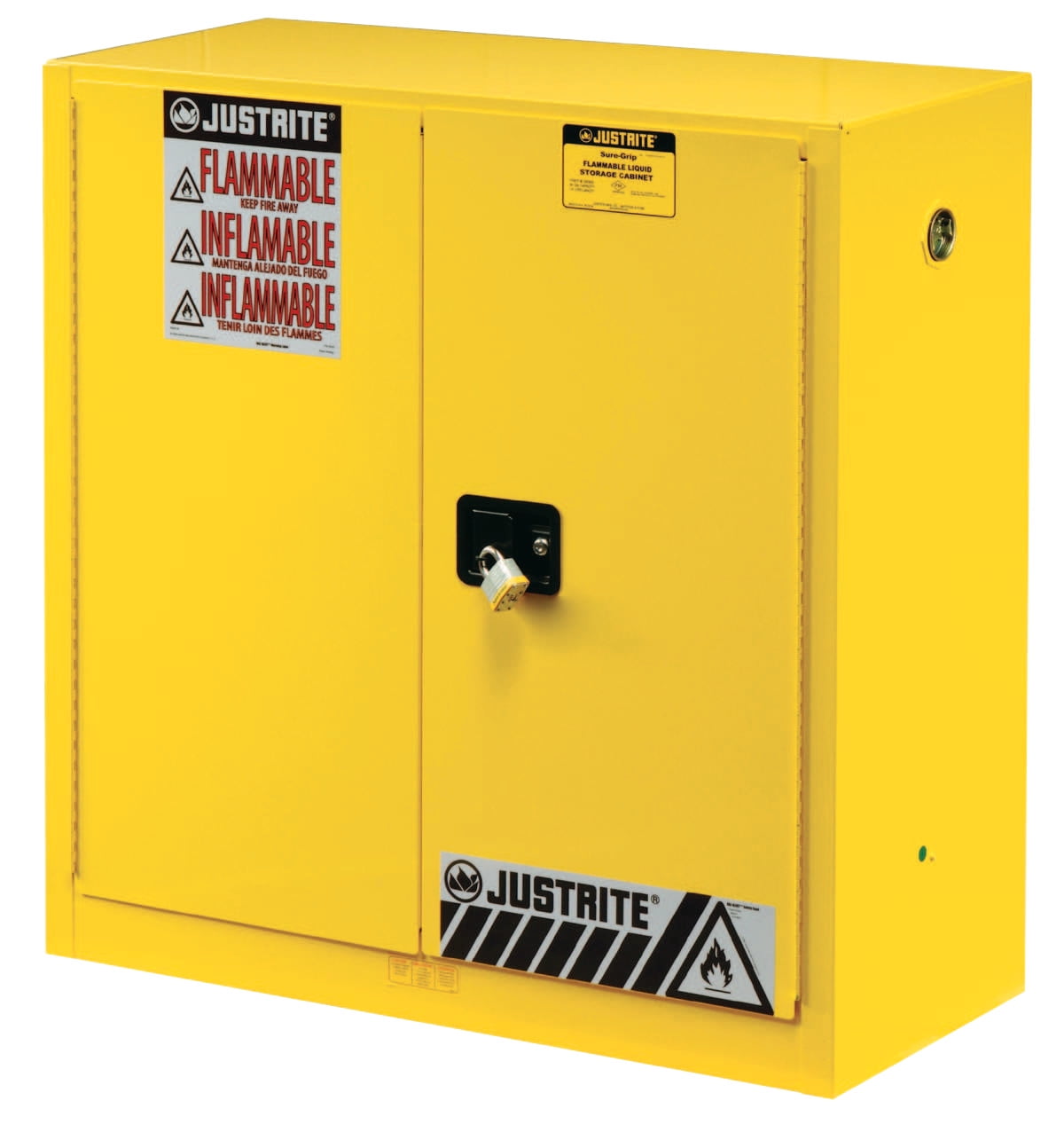 Justrite Yellow Safety for Flammables, ManualClosing