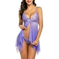 thumbnail image 3 of Lingerie for Women Lace Babydoll Sexy V Neck Nightgown Sexy Sleepwear Nightdress, 3 of 6