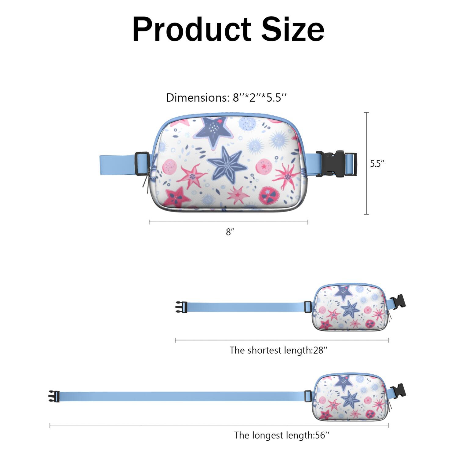 Crossbody Belt Bag Starfish Belt Bag Sporty Waist Pack for Women Casual Waist Packs with Adjustable Strap Waterproof Belt Bag for Daily Leisure Music Festival/Event