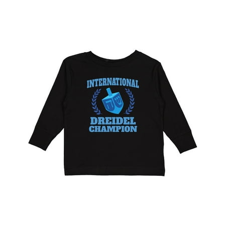 

Inktastic Dreidel Champion Hanukkah with Blue Laurels Gift Toddler Boy or Toddler Girl Long Sleeve T-Shirt