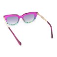 thumbnail image 4 of Luxury Chain Jewel Arm Squared Cat Eye Sleek Plastic Sunglasses Purple Green - Smoke, 4 of 4