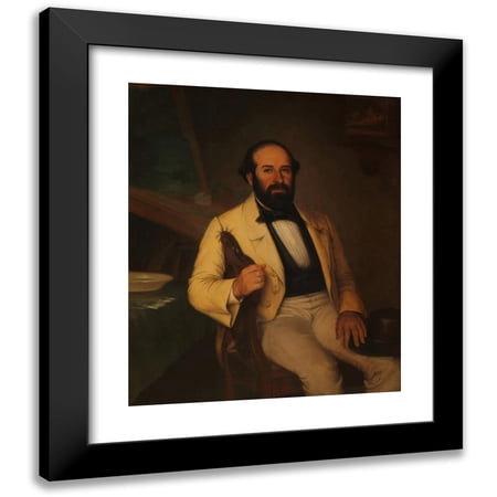 Prilidiano Pueyrredòn 12x14 Black Modern Framed Museum Art Print Titled - Portrait of Santiago Calzadilla (1859)