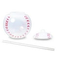 thumbnail image 2 of Set of 4 Light Up Flashing Baseball Novelty Drink Cocktail Cup 18 Oz LED with Straw and Lid Spherical Tumbler Bar Party Favor, 2 of 8