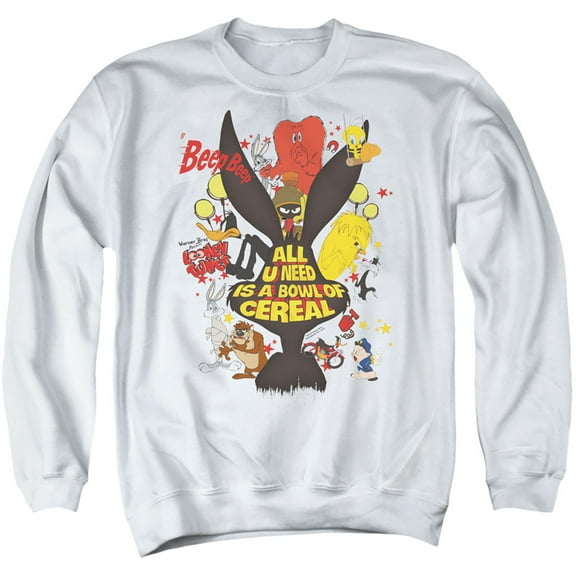 Looney Tunes Cereal Adult Crewneck Sweatshirt White