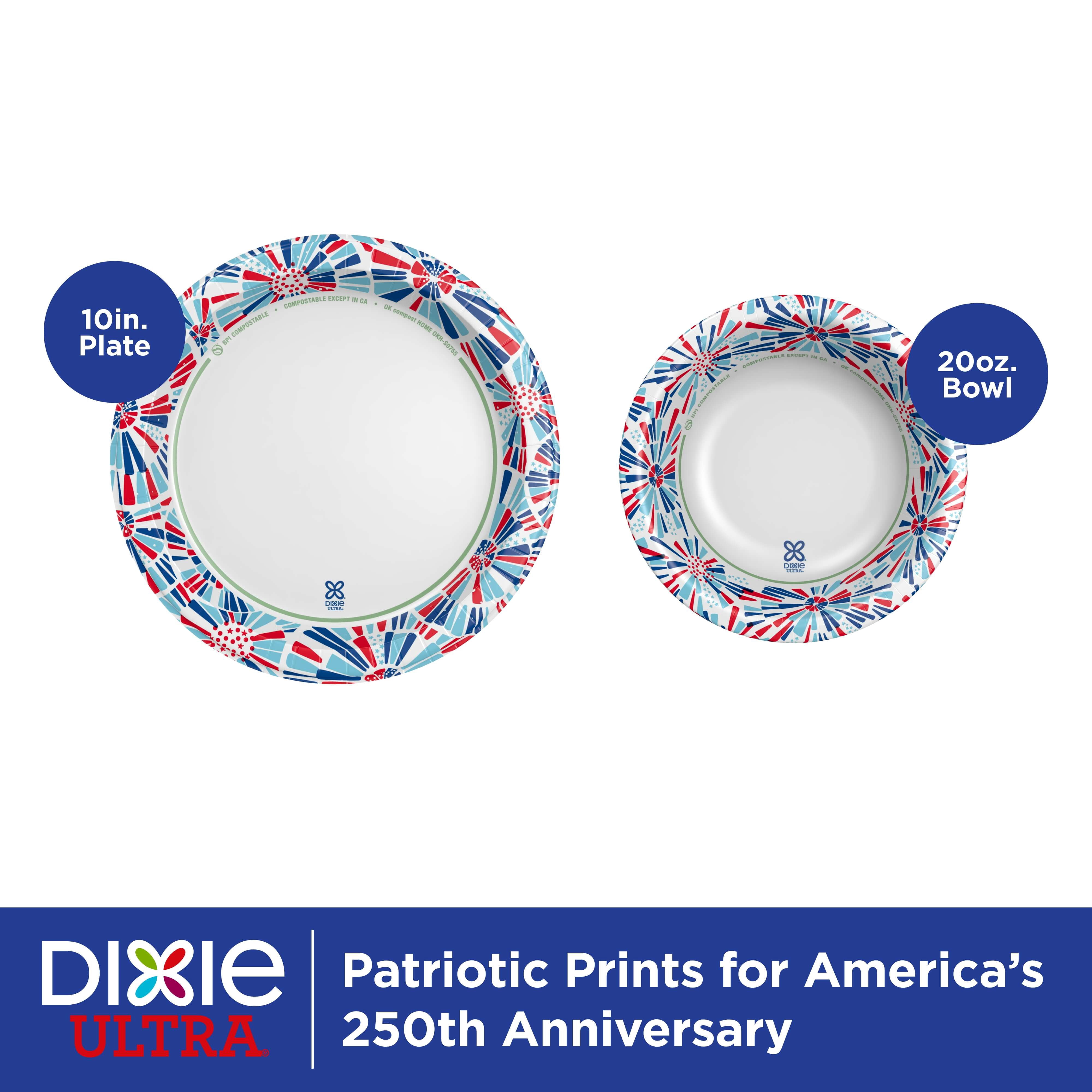 Dixie Ultra Summer Design Disposable Paper Plates, 10", Multi-Color, 20 Count