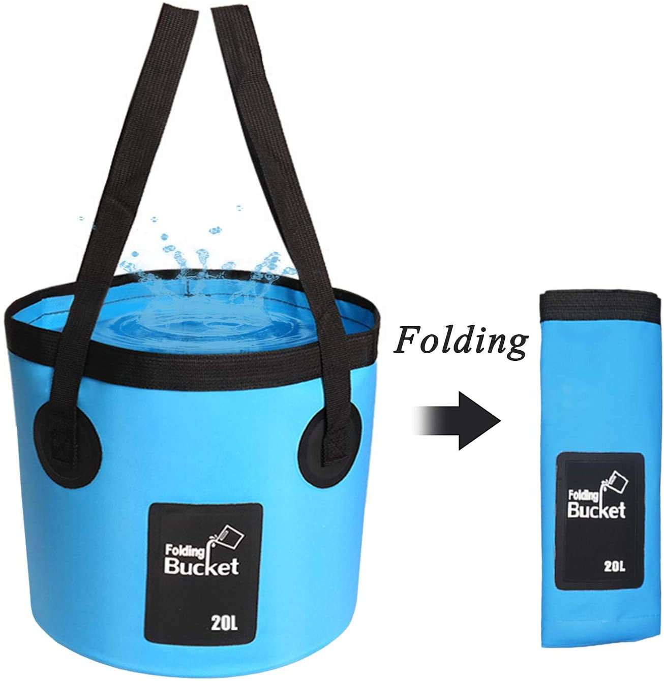 5L Collapsible Bucket Green Silicone beach bucket with Comfortable Grip Handle Portable Foldable Water Pail for Camping Travelling Fishing Campervan Household Cleaning 