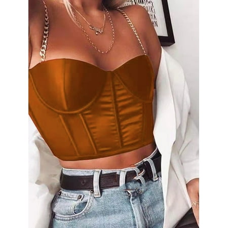 

Gwiyeopda Women Bustier Corset Tank Crop Top Backless Push Up Bodice Tube Top Shirt Outwear