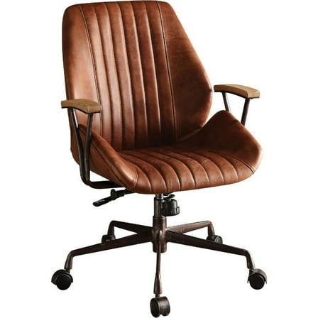 Metal & Leather Executive Office Chair, Cocoa Brown