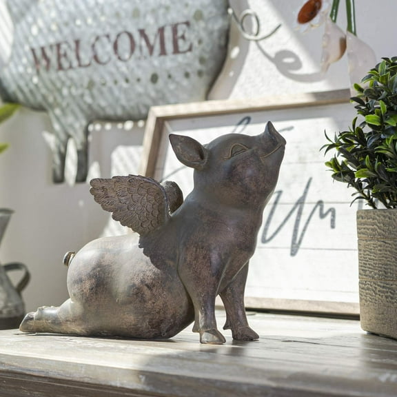 SUMMIT COLLECTION Rustic Decor Whimsical Flying Pigs Yoga Pose Kitchen Dining Room Farmhouse Decor