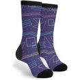 thumbnail image 1 of Unisex Novelty Cotton Crazy Crew Socks - Creative Geometric Style Retro Pattern Socks Black and White, 1 of 5