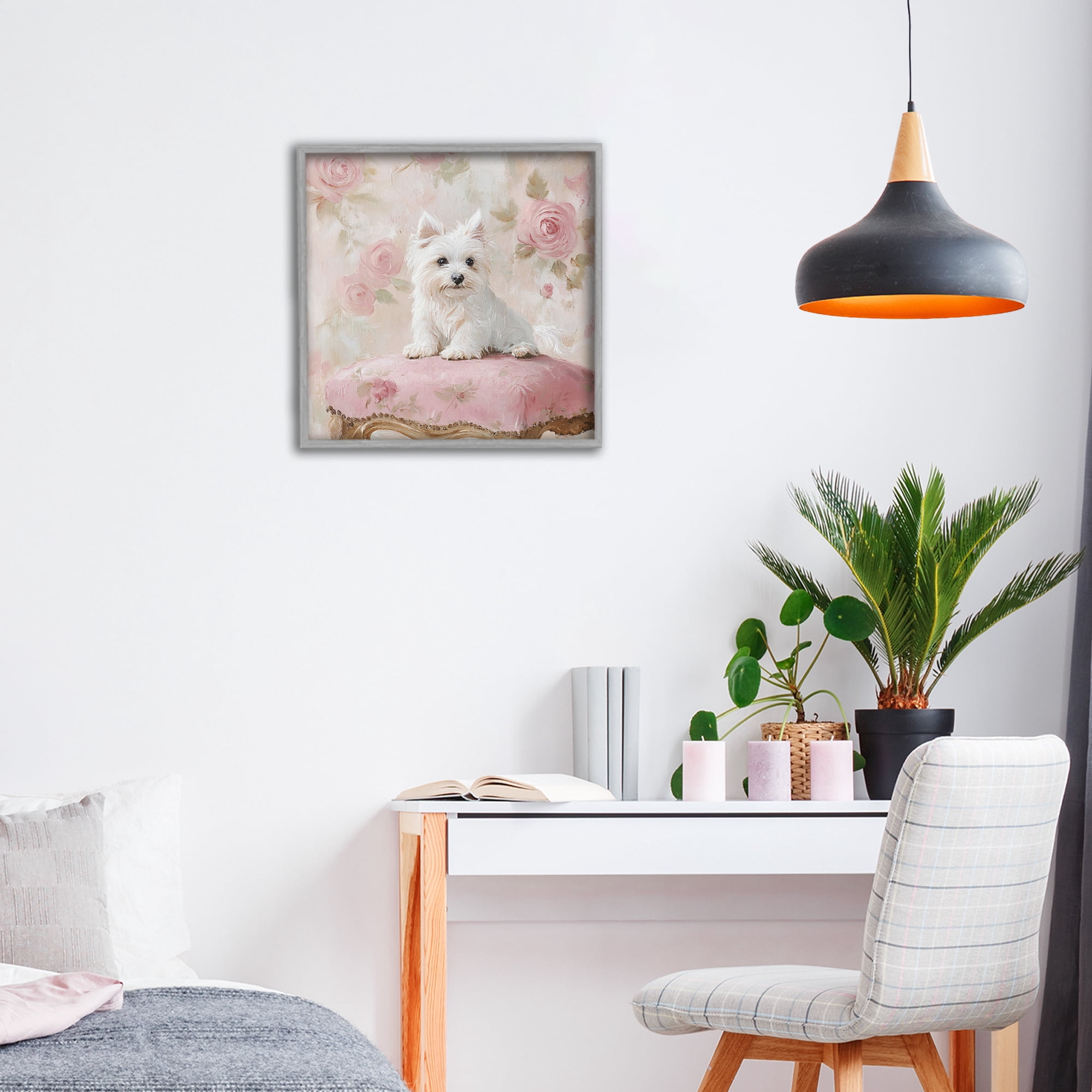 Stupell Industries Fancy Francesca Puppy Gray Framed Giclee Art, design by Tina LeCour