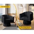 thumbnail image 4 of SEYNAR 360 Degree Swivel Velvet  Accent Chair,Upholstered Round Barrel Glam Armchairs with Wide Upholstered, Vanity Chair for Living Room(Black), 4 of 6