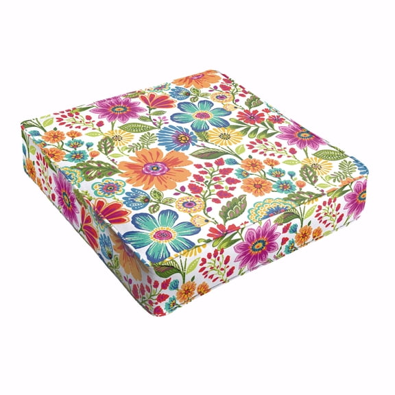 Sorra Home Multi Floral Indoor/Outdoor Deep Seating Cushion, Corded