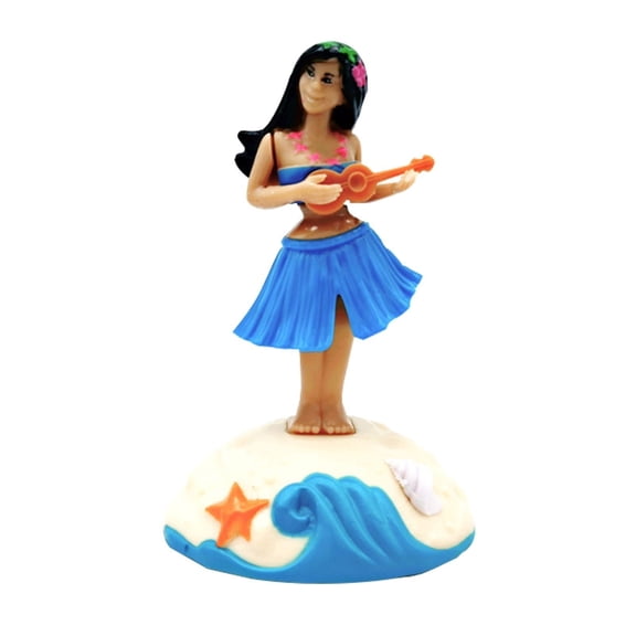 Hawaiian Hula Girl Bobblehead Car Ornament, Tropical Themed Dashboard Nodder with Grass Skirt, Fun Novelty Decor for Rearview Mirror or Office Shelf