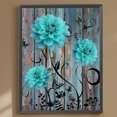 thumbnail image 1 of Pintura de diamante 5D DIY kit de flores en bloque de madera con taladro redondo completo 30x40cm azul y verde, 1 of 9