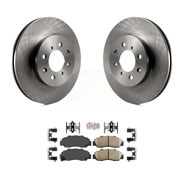 Transit Auto Front Disc Brake Rotors and Ceramic Pads Kit for Car 1992-1993 Acura Integra GS-R K8A-107089