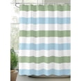 thumbnail image 2 of Fsddascl Sage Green Blue Striped Shower Curtain Set - Small 36" x 72" Bathtub Curtain with 12 Hooks, Farmhouse Sage Green Stripes Waterproof Fabric Stall Shower Curtains for Bathroom/Bathtub, 2 of 6