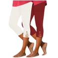 thumbnail image 1 of Mlzmgr 2pc Yoga Capris for Women Ribbed Stretch Gym Sports Cropped Pants Solid Color Workout Trousers, 1 of 7