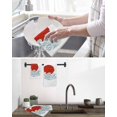 thumbnail image 5 of Red Sun Rise Kitchen Dish Towels for Drying Dishes Set of 4, Ocean Waves Coastal Abstract Art Waffle Weave Microfiber Hand Tea Bathroom Towels Quick Dry & Absorbent Towel 12x12, 5 of 7