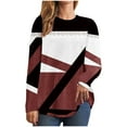 thumbnail image 1 of FAIWAD Tunique à Manches Longues pour Femmes Col Rond Bloc de Couleur Grande Taille Pull Confortable, 1 of 5