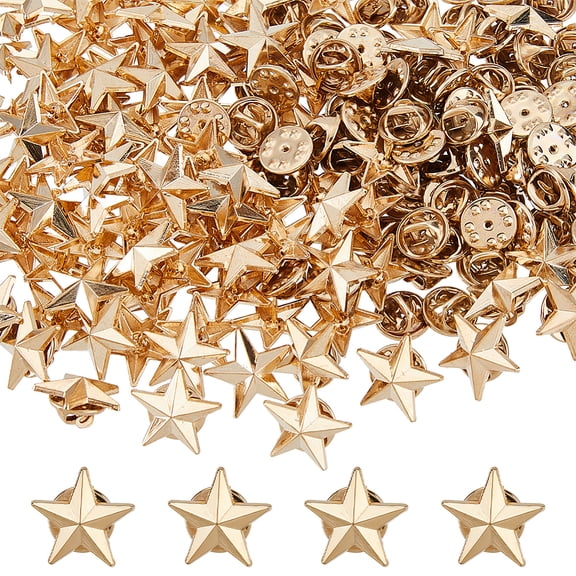 100Pcs Alloy Star Badge Lapel Pin Pentagram Brooch Pin Veterans Day Star Pins Backpack Military Award Pins Labor Day 4th of July rial Day Stars Brooches for Costume Decorations Golden