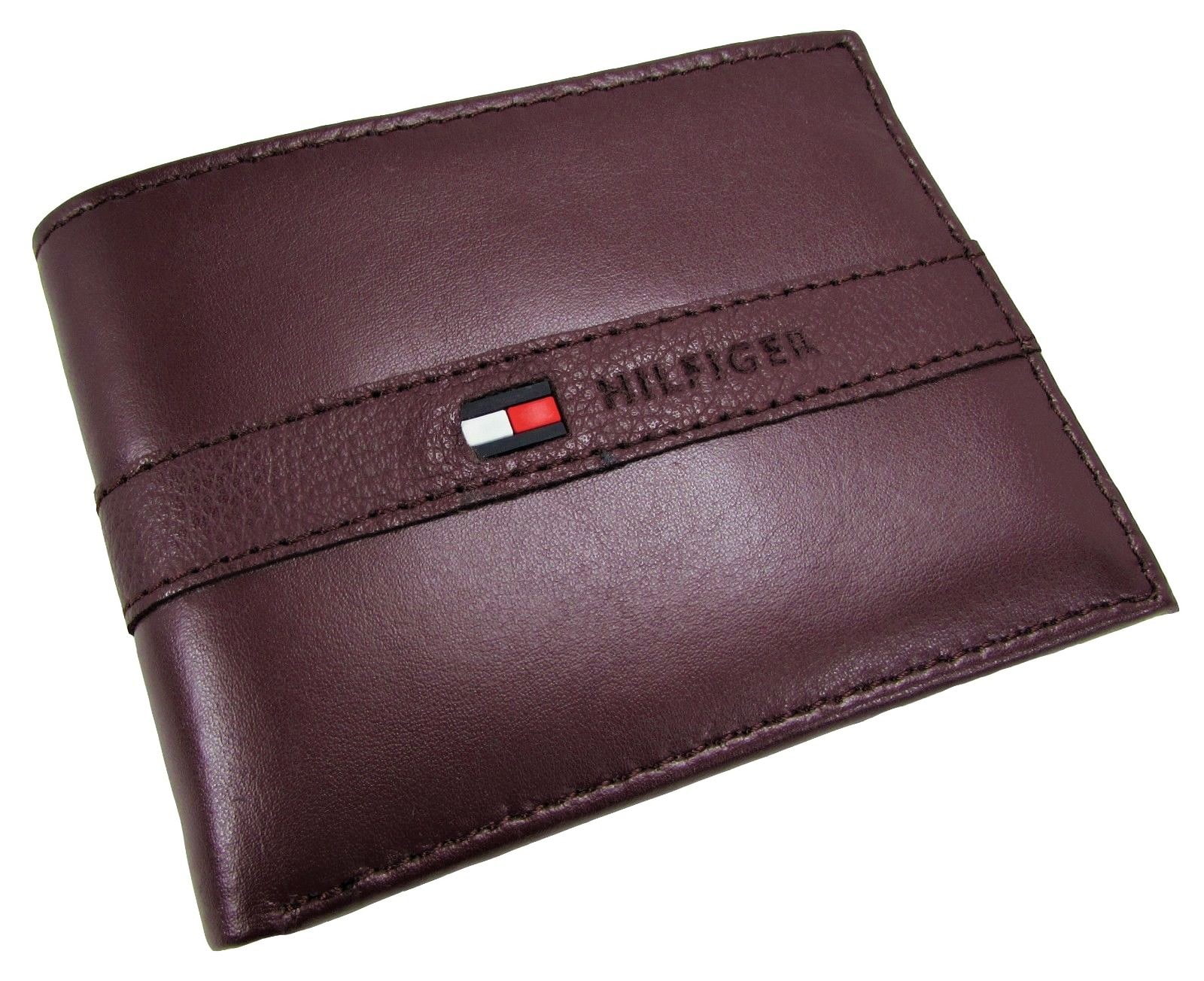 TOMMY HILFIGER Brown Leather Card Holder Wallet NEW IN BOX 