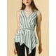 thumbnail image 2 of Top peplum envolvente con dobladillo asimétrico en la cintura con cuello en V sin mangas para mujerGris XS, 2 of 6