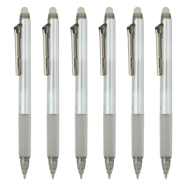 Uxcell 6Pcs Erasable Gel Pens, 0.7mm Glitter Retractable Fine Point Heat Erasable Scented Pens Smooth Writing Markers with Strawberry Scent for Scrapbooking Painting Writing, Silver Grey