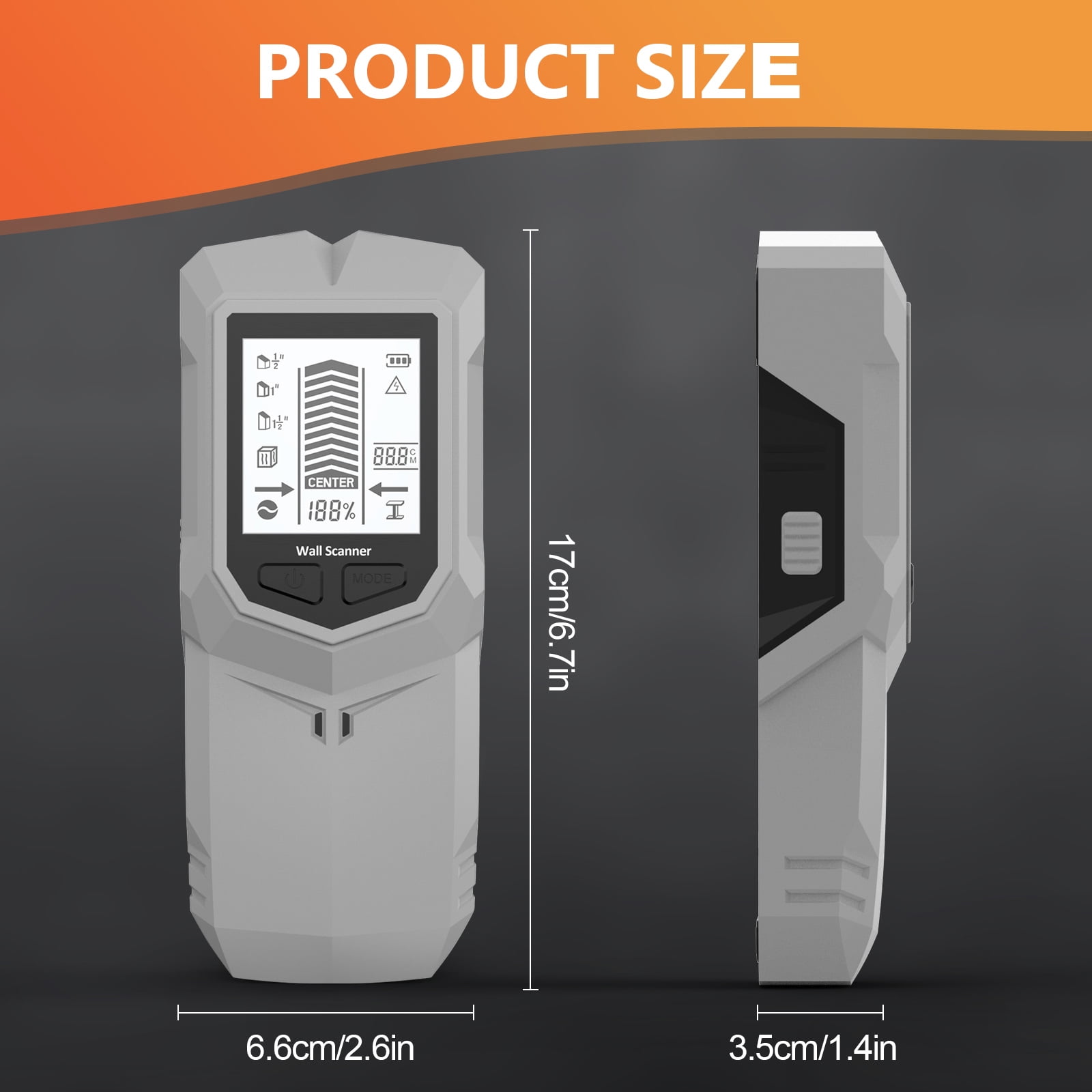 Multi-Surface Wall Scanner With Depth Detection For Metal Wiring In Ceilings Floors & Electrical Installations