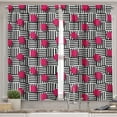 thumbnail image 2 of Ambesonne Teen Room Valance & Curtain, Geometric, 55"x30", Magenta Black and White, 2 of 6