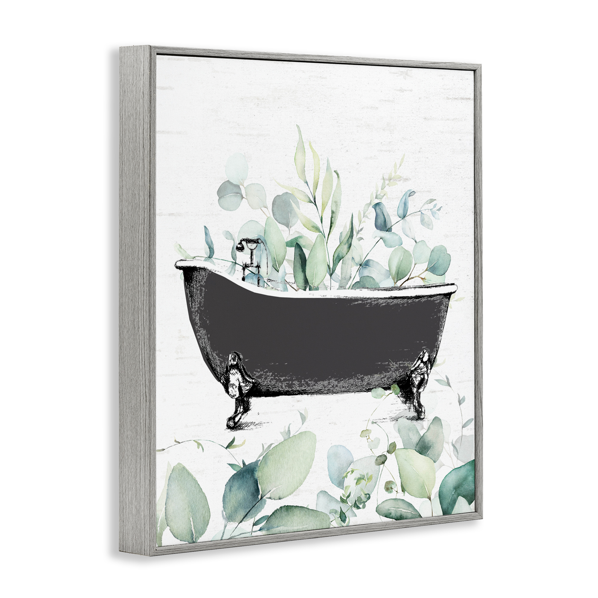 Eucalyptus Leaves Bathtub Gray Framed Giclee Art, design by Lettered and Lined