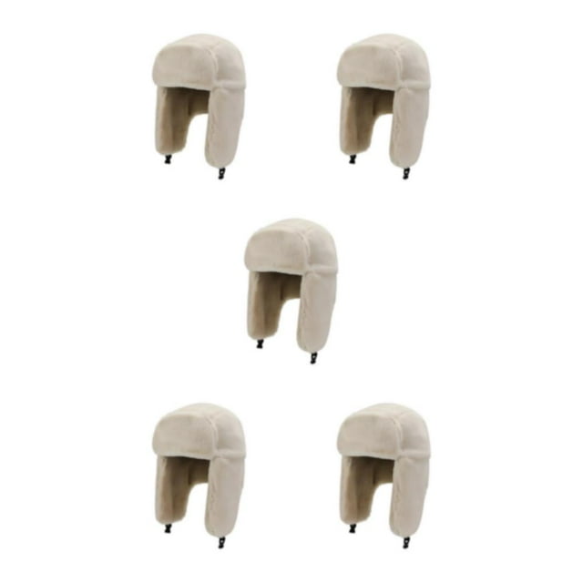 Thinsony Polyester Hat Comfortable And Wide Coverage Must-Have For Daily Wear Exquisite Craft Earflap Caps beige 5Set