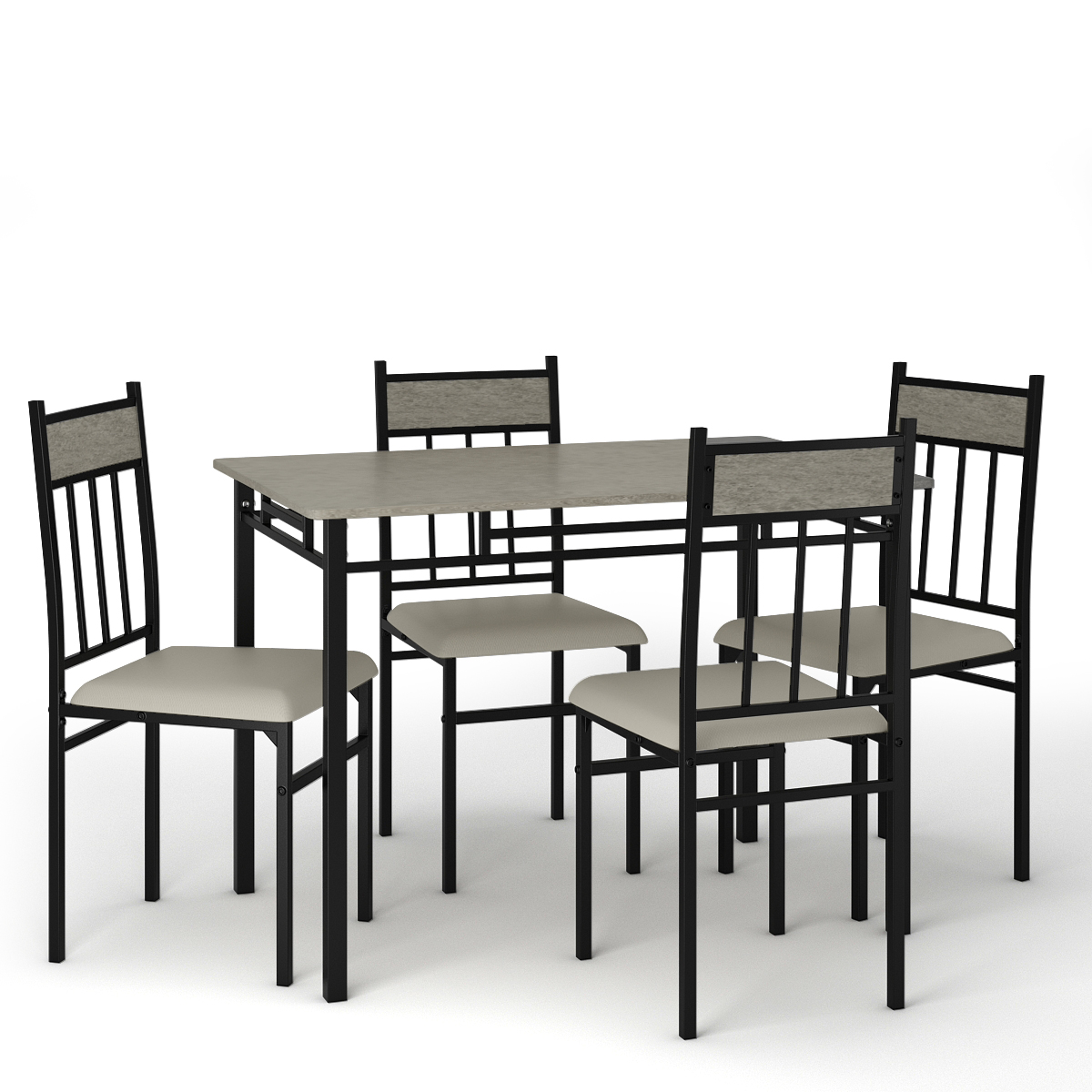 Costway 5 Piece Faux Marble Dining Set Table and 4 Chairs Kitchen Breakfast Furniture Grey - image 2 of 7