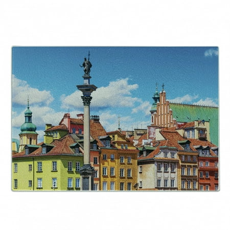 

Travel Cutting Board Scenic Summer Castle Square Sigismund Column Old Town in the Warsaw Poland Decorative Tempered Glass Cutting and Serving Board Small Size Multicolor by Ambesonne