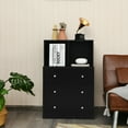 Gymax 3 Drawer Dresser W/ Cubbies Storage Chest for Bedroom Living Room Black