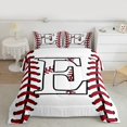 thumbnail image 2 of Homewish Cartoon Monogrammed E Queen Comforter Set, White Red Baseball Bedding Sets, Teens Kids Boys Girls Reversible Bedding Comforter Set, Super Cozy Room Decor, 3-Piece, 2 of 8