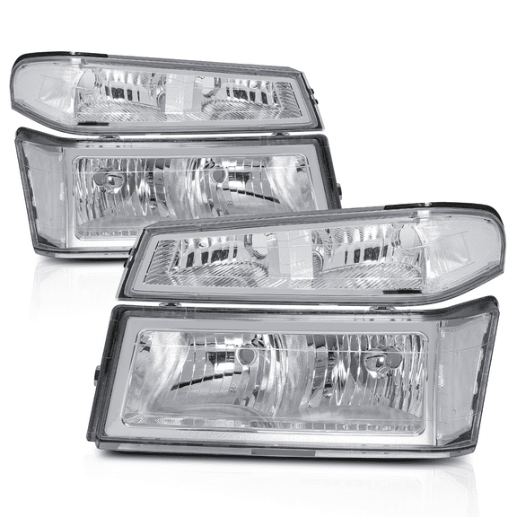 M-AUTO Pair of Headlight   Bumper Lamp for 2004-2012 Chevy Colorado / 2004-2012 GMC Canyon / 2006 Isuzu i-280, Chrome Housing Clear Lens