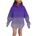 thumbnail image 3 of Ashirexll Oversized Hoodies for Girls Long Sleeve Shirts 3-14 Years Winter Gradient Color Velvet Fashion Casual Comfortable Warm Fleece Hooded Sweatshirt, 3 of 6
