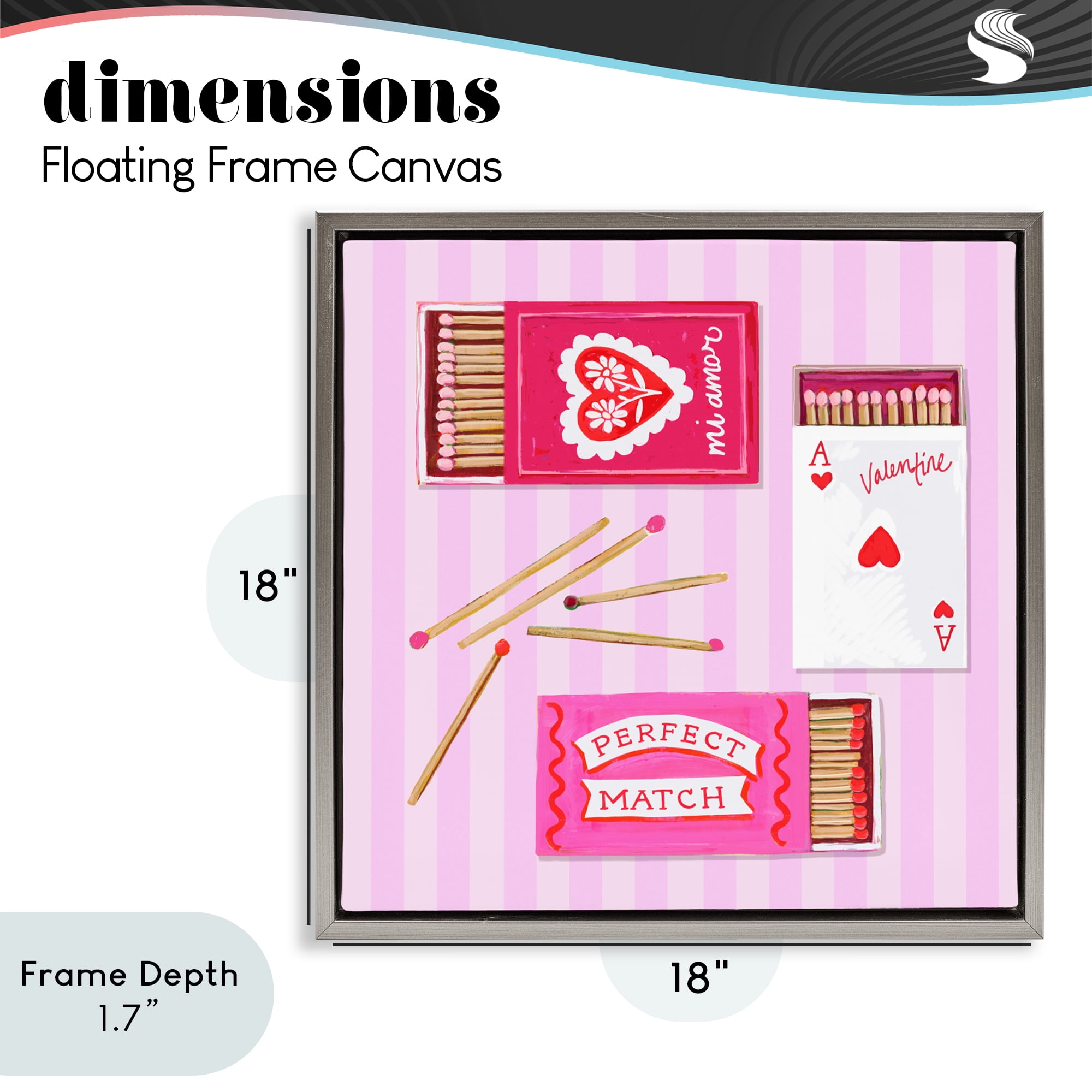 Stupell Industries Romantic Valentine's Matchboxes Gray Framed Floater Canvas Wall Art, design by Rachael Reese