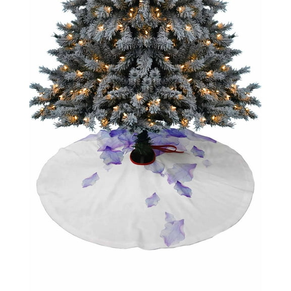 Purple Ombre Christmas Tree Skirt 48 Inches Large Christmas Skirt Tree, Watercolor Purple Floral Modern Abstract Art Tree Skirt Christmas Decorations for Fireplace Party Holidays Indoor Outdoor