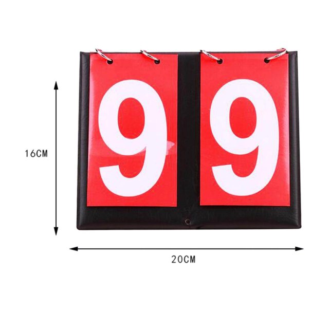 2 Digit Score Keeper Flips up Portable Sports Scoreboard Tabletop Scoreboard for Basketball Ball Red