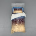 thumbnail image 2 of Rain Duvet Cover Set, Close up Rain Drops on Glass Natural Sprays Sphere Contrasting Colors Picture, Bedding Set with Shams and Fitted Sheet, 3 Sizes, by Ambesonne, 2 of 3