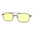 thumbnail image 3 of Mens Old School Double Bridge Narrow Rectangle Metal Rim Sunglasses Black Yellow, 3 of 4