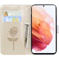 thumbnail image 2 of case for Samsung Galaxy S21 FE Rose Flower Wallet Case, PU Leather Flip Phone Case w/Card Holder ID Credit Cards Slot Cash Pockets Detachable Wristband Cover for Samsung Galaxy S21 FE RS Gold, 2 of 16