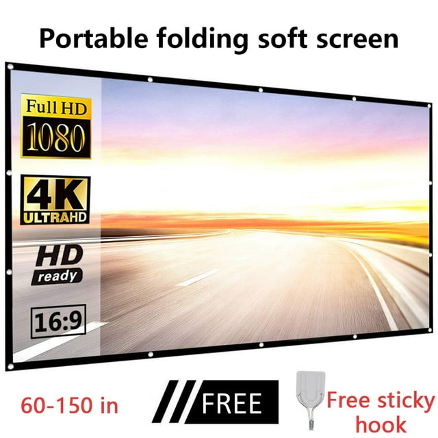 Foldable Anti-light Projection Screen Portable Theater HD Projector Curtain Party Video Movie Playing for Bedroom Indoor 60inch Type 1