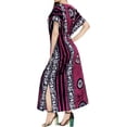 thumbnail image 2 of HAPPY BAY Women's Summer Batik Sleepwear Caftan Relaxed Fit V Neck Maxi Loungewear Dashiki House Dress Nightgowns for Women 3X-4X Pink, Floral, 2 of 3