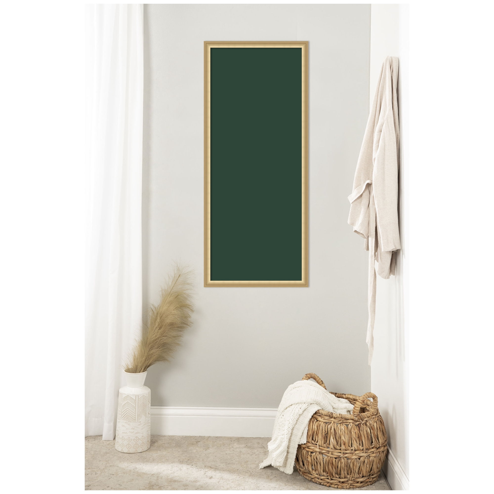 Kate and Laurel Framed Fabric Pinboard 18 x 42,  Printed Linen Classic Bulletin Board for Use as a Vision Board or Wall Organization, Florence Gold Frame