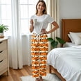thumbnail image 4 of Trgacdwlo Halloween Fleece Pj Pants Women Cat Pumpkin Print Flannel Wide Leg Sleep Pants Women Holiday Fall Winter Warm Fuzzy Pajama Pants Women, 4 of 5