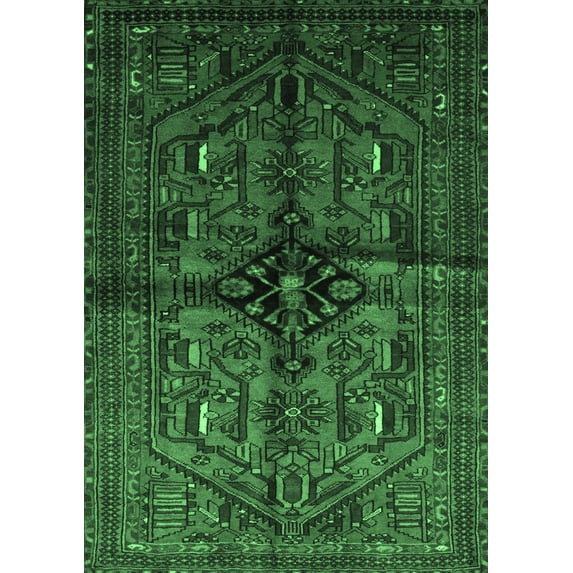 Ahgly Company Indoor Rectangle Persian Emerald Green Traditional Area Rugs, 4' x 6'